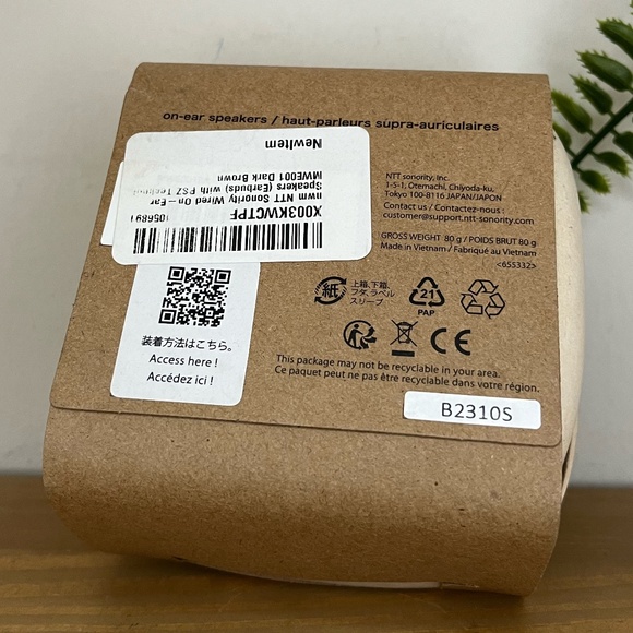 NWM Open Ear Earphones Wired NWM MWE001 Lightweight with Microphone Dark Brown - Picture 3 of 3